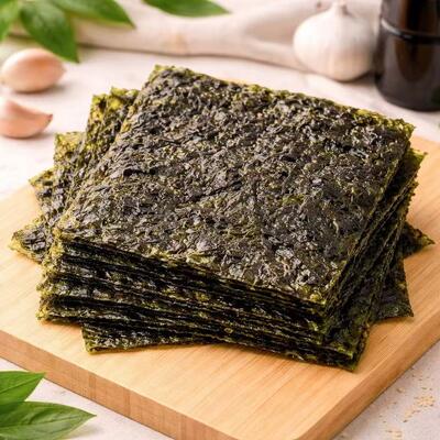 وجبات خفيفة من الطحالب البحرية المحمصة الخالية من الغلوتين منخفضة الدهون مع نكهة ملح البحر المعتمدة من قبل BRC لصناعة التجزئة والغذاء